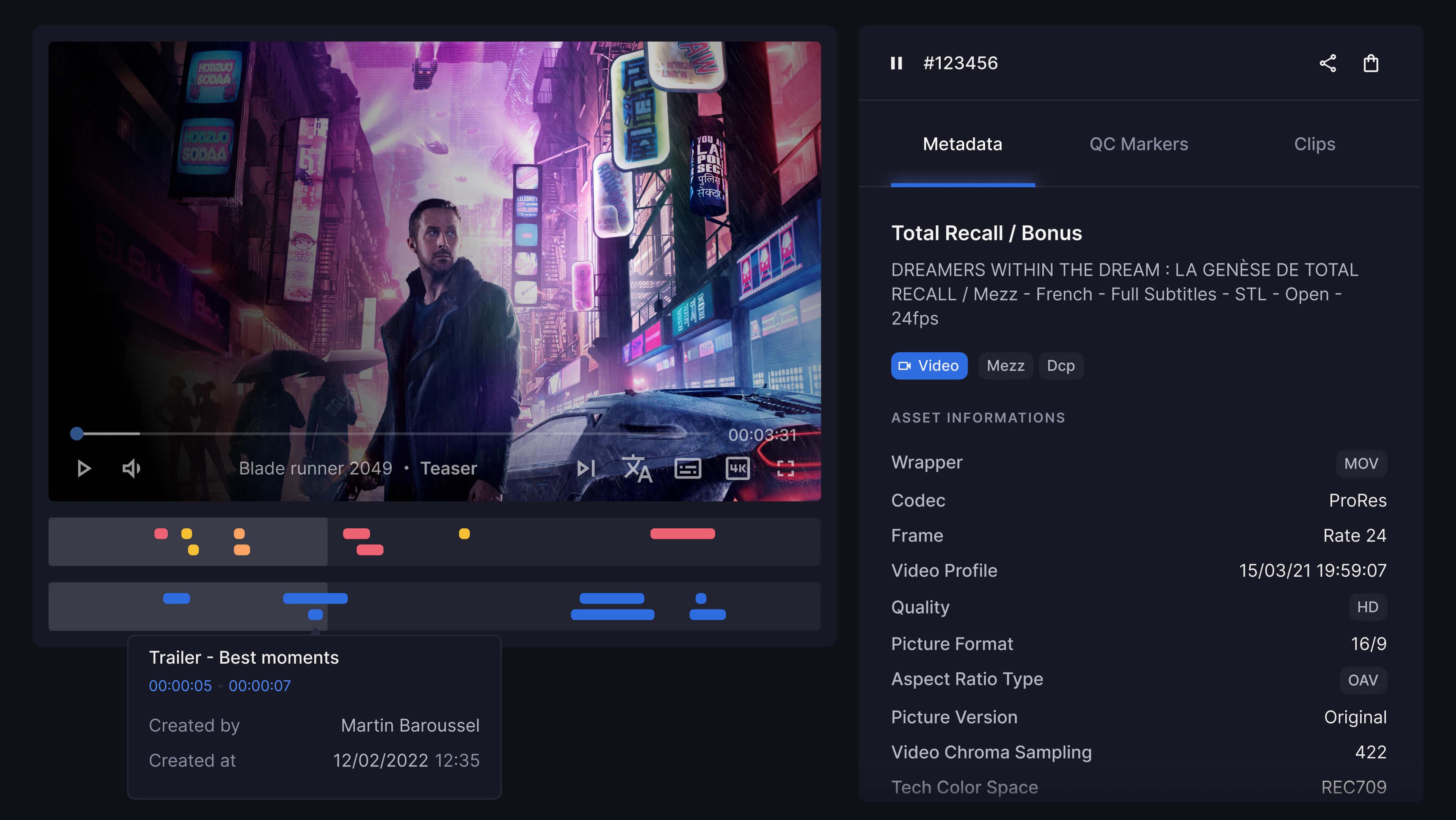 Powerful media player with QA and clip features